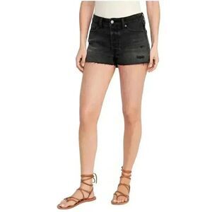 Old Navy Girl's Distressed Black Cotton/Spandex High Rise Denim Jean Shorts